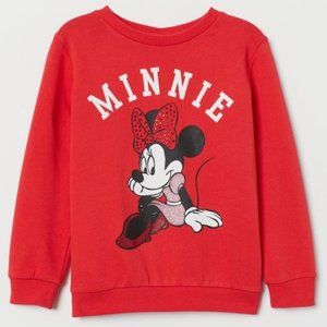 H&M Girls Red Jeweled Minnie Mouse Sweatshirt